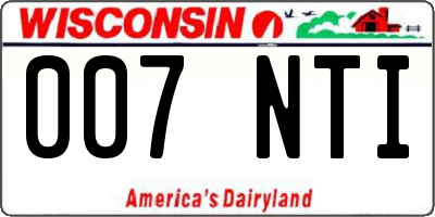 WI license plate 007NTI