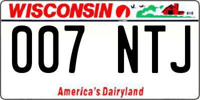 WI license plate 007NTJ