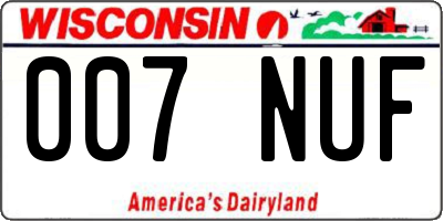 WI license plate 007NUF