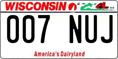 WI license plate 007NUJ