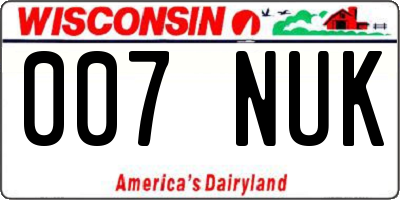 WI license plate 007NUK