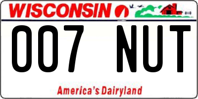 WI license plate 007NUT