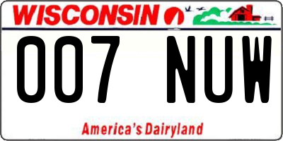 WI license plate 007NUW