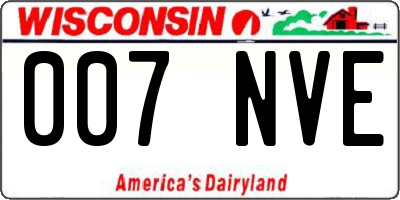 WI license plate 007NVE