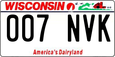 WI license plate 007NVK