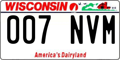 WI license plate 007NVM