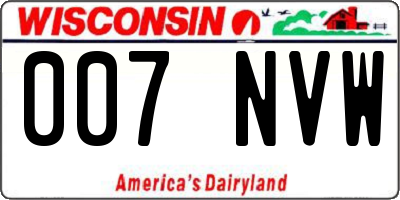 WI license plate 007NVW
