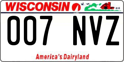 WI license plate 007NVZ