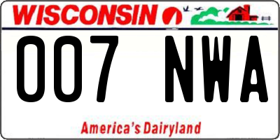 WI license plate 007NWA