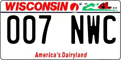 WI license plate 007NWC