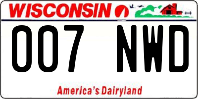 WI license plate 007NWD