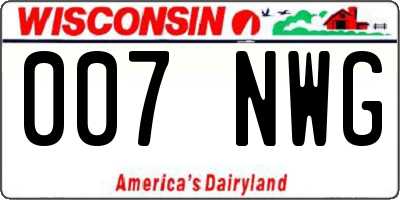 WI license plate 007NWG