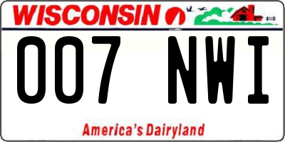 WI license plate 007NWI