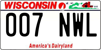 WI license plate 007NWL