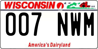 WI license plate 007NWM