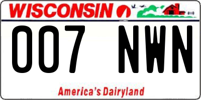 WI license plate 007NWN