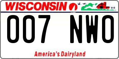 WI license plate 007NWO
