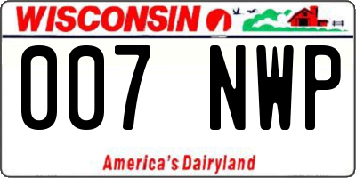 WI license plate 007NWP