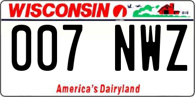 WI license plate 007NWZ