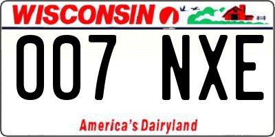 WI license plate 007NXE
