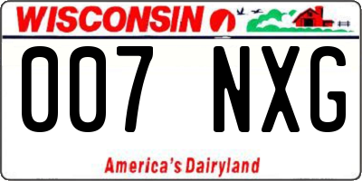 WI license plate 007NXG