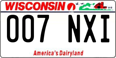 WI license plate 007NXI