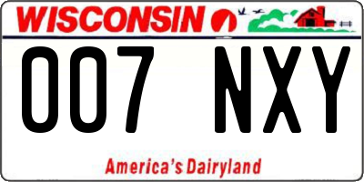 WI license plate 007NXY