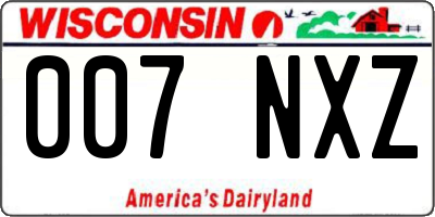 WI license plate 007NXZ