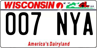 WI license plate 007NYA