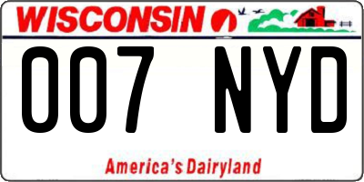 WI license plate 007NYD
