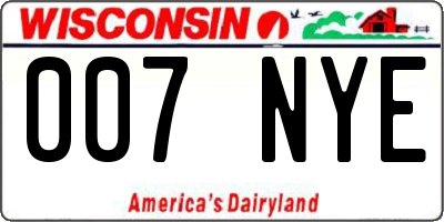 WI license plate 007NYE