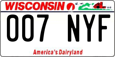 WI license plate 007NYF