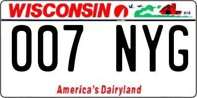 WI license plate 007NYG
