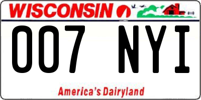 WI license plate 007NYI