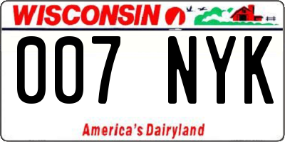WI license plate 007NYK