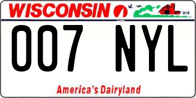 WI license plate 007NYL