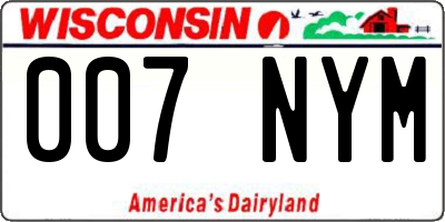 WI license plate 007NYM