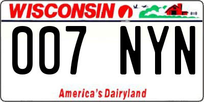 WI license plate 007NYN