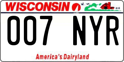 WI license plate 007NYR