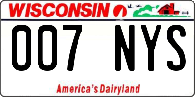 WI license plate 007NYS