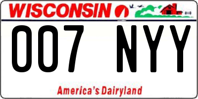 WI license plate 007NYY