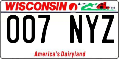 WI license plate 007NYZ