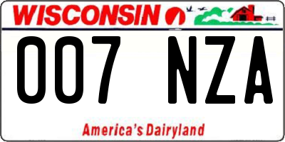 WI license plate 007NZA