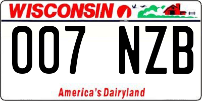 WI license plate 007NZB