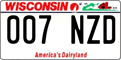 WI license plate 007NZD