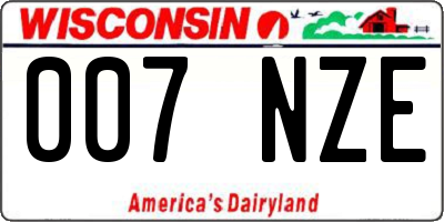 WI license plate 007NZE