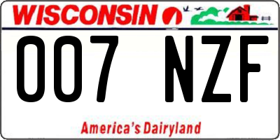 WI license plate 007NZF