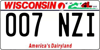 WI license plate 007NZI