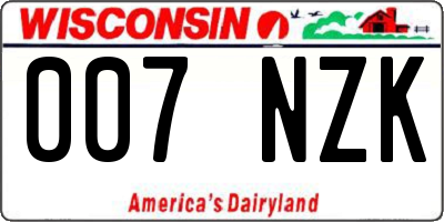 WI license plate 007NZK