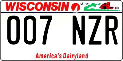 WI license plate 007NZR